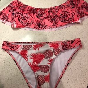 Off the shoulder pineapple/ floral bikini
